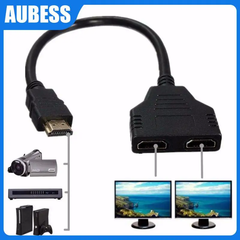 

Portable 1 In 2 Out Splitter Cable 30 Cm Adapter Converter Signal Transfer High Quality 1080p HDMI-compatible Adapter