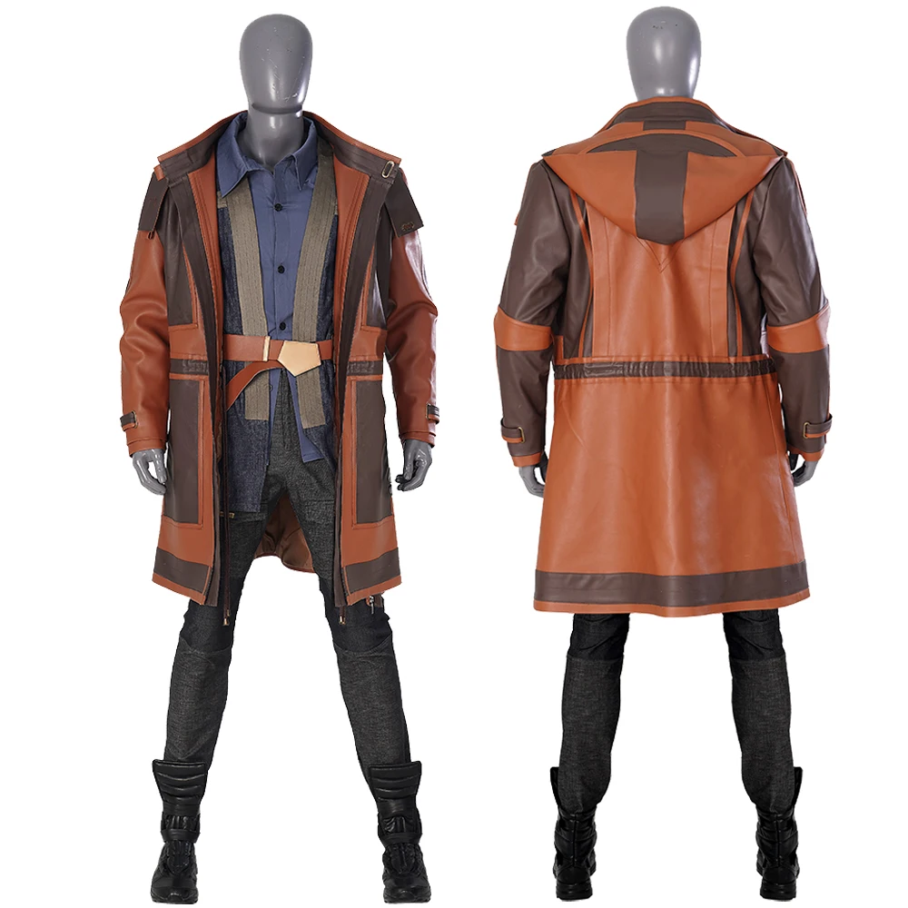 

Cassian Andor Cosplay Costume Halloween Comic Con Party Superhero Outfit With Boots Faux Leather Jacket For Adult Men