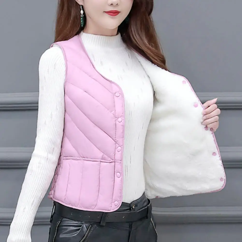 

Padded Coat Winter Vest Coat Padded Slim Fit Single-breasted Cardigan for Women Warm Windproof Lady Waistcoat Button Closure