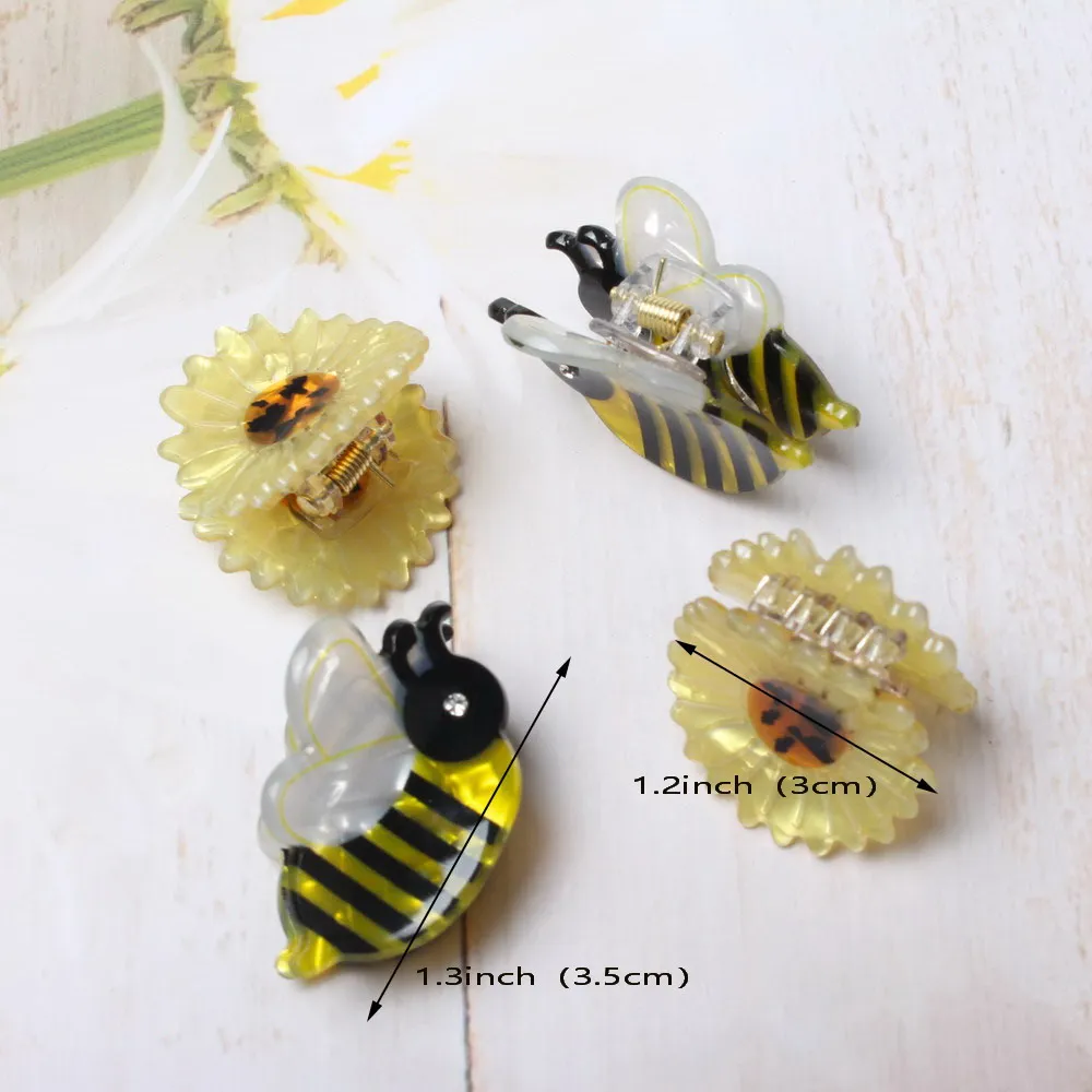 4 упаковки заколка для волос маленькая с изображением ромашки женщин и девочек