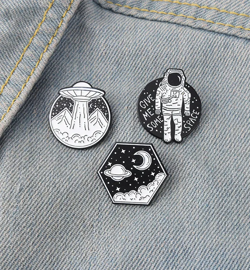 Эмалированные булавки черно-белая брошь с рисунком в сумке значок на лацкан