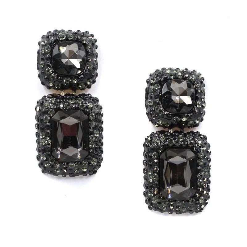 

Fashion Vintage Black Plating CZ Crystals Geometric Dangle Earrings for Women Retro Statement Jewelry