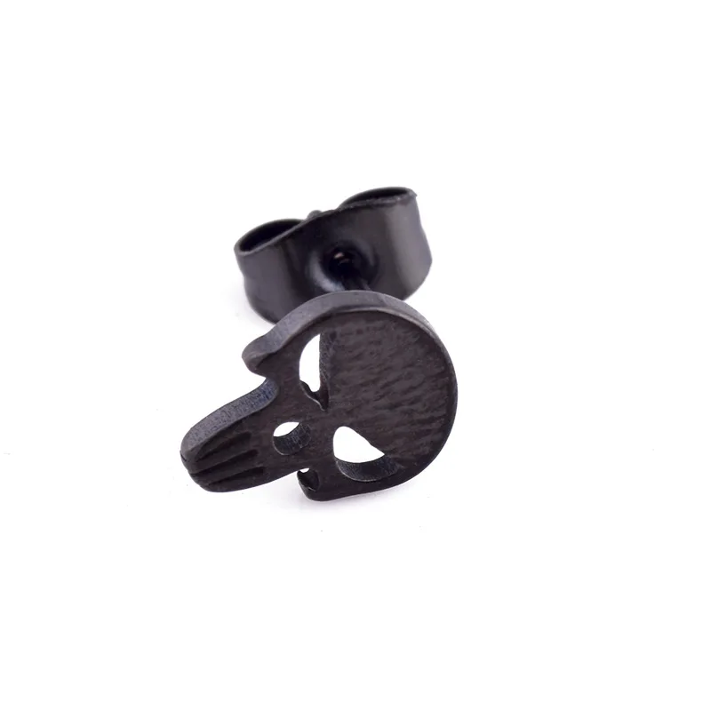

Simple Skull Stainless Steel Earrings Wholesale Anti Allergy Bow Ear Plugs Punk Girls' Personalized Earrings Korean Fashion