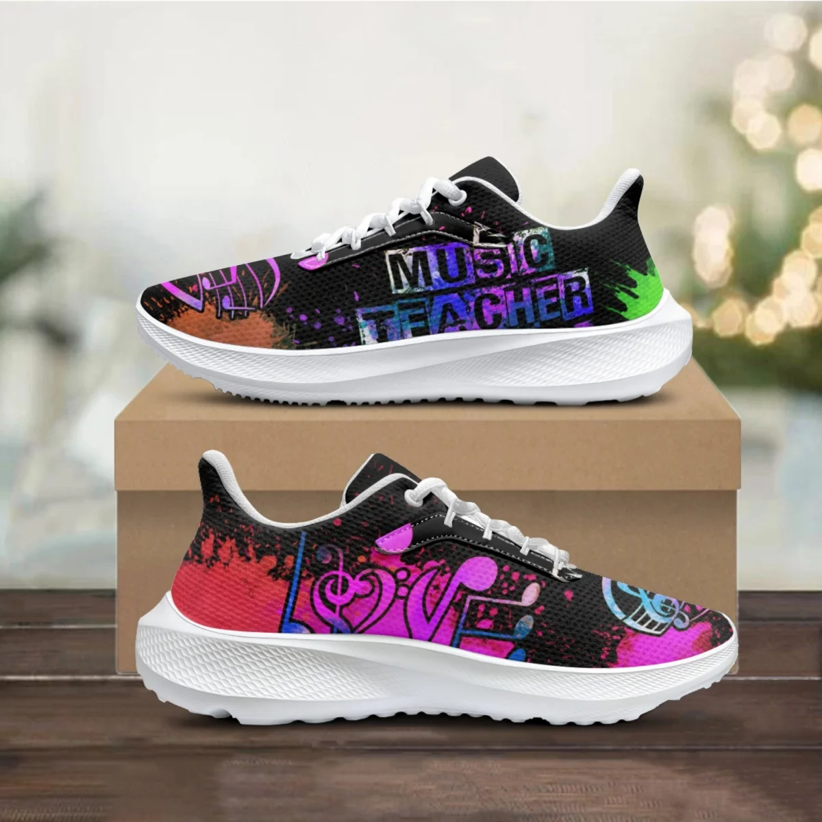 

New Music Teacher Pattern Women Men Spring Autumn Outdoor Work Tennis Sneakers Shock Absorbing Comfort Soft Running Footwear DIY