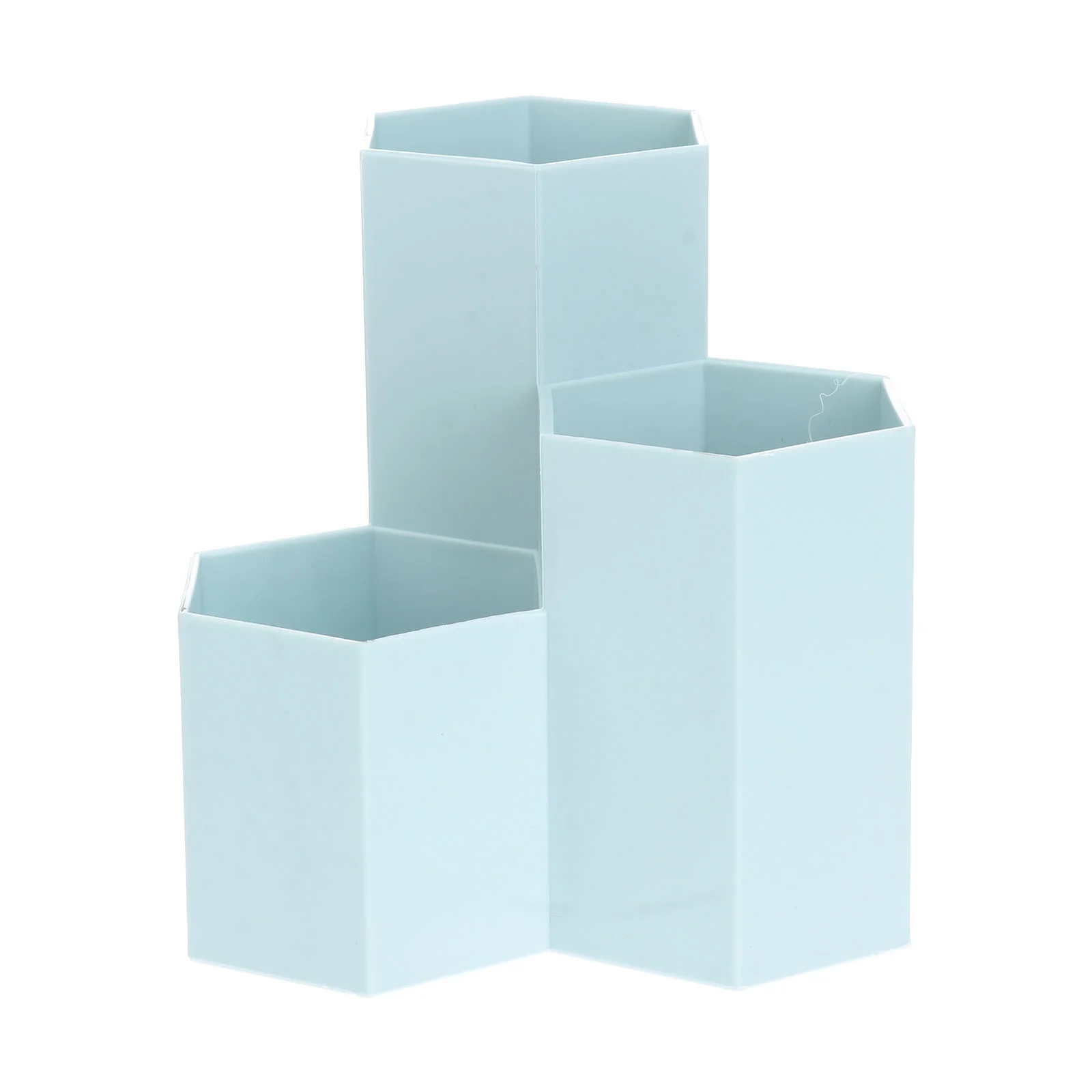 

Creative Hexagonal Pen Holder Container Organizer Plastic Desktop Storage Box Student Office Supplies (Blue)