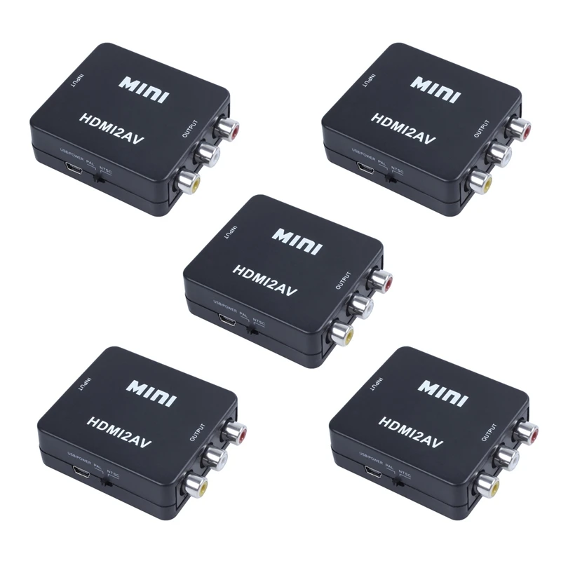 

5-кратный композитный конвертер AV для видео, ТВ, PS3, VHS, VCR, DVD, черный