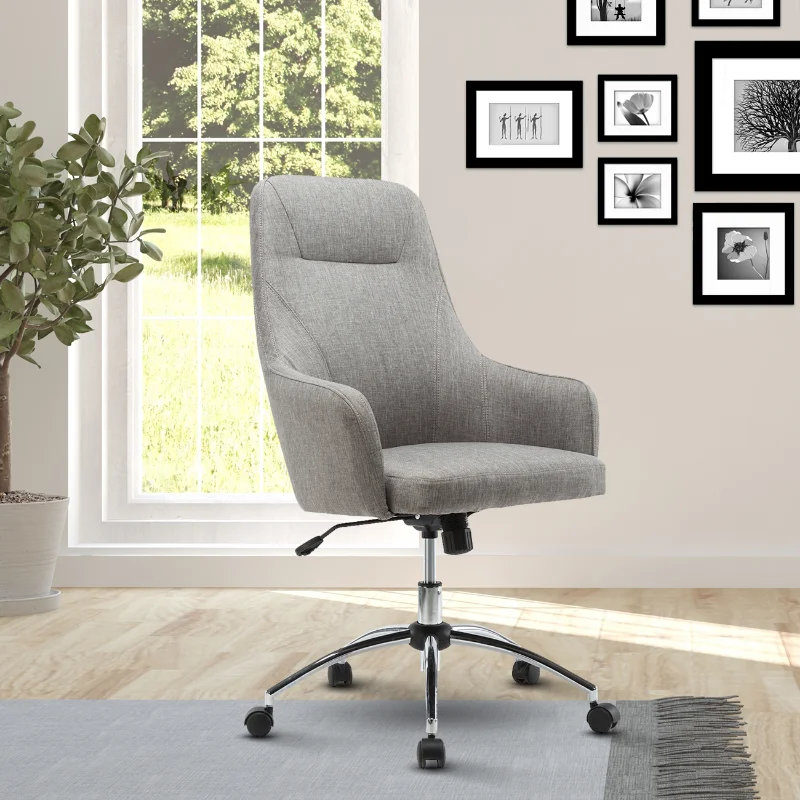 

Techni Mobili Comfy Height Adjustable Rolling Office Desk Chair with Wheels Gray Polyester [US Stock]