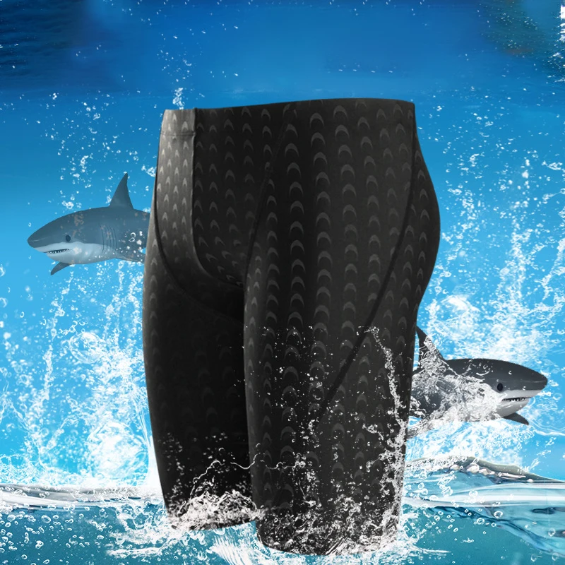 

Men Shark Skin Water Repellent Professional Competitive Swimming Trunks Brand Soild Jammer Swimsuit Pant Racing Briefs L-5XL