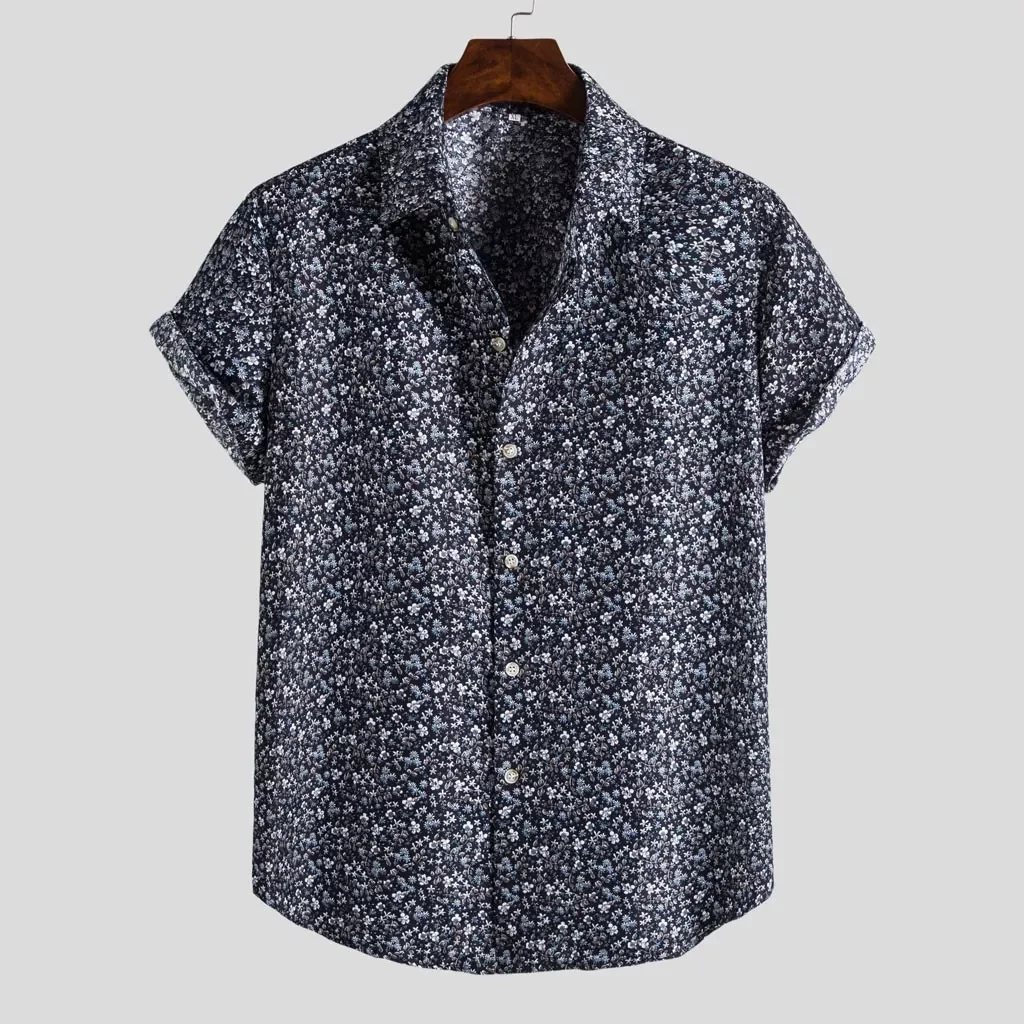 

Men Fashion Ethnic Short Sleeve Casual Printing Hawaiian Blouse Shirts Good Men Designer Shirts Plus Size Tops