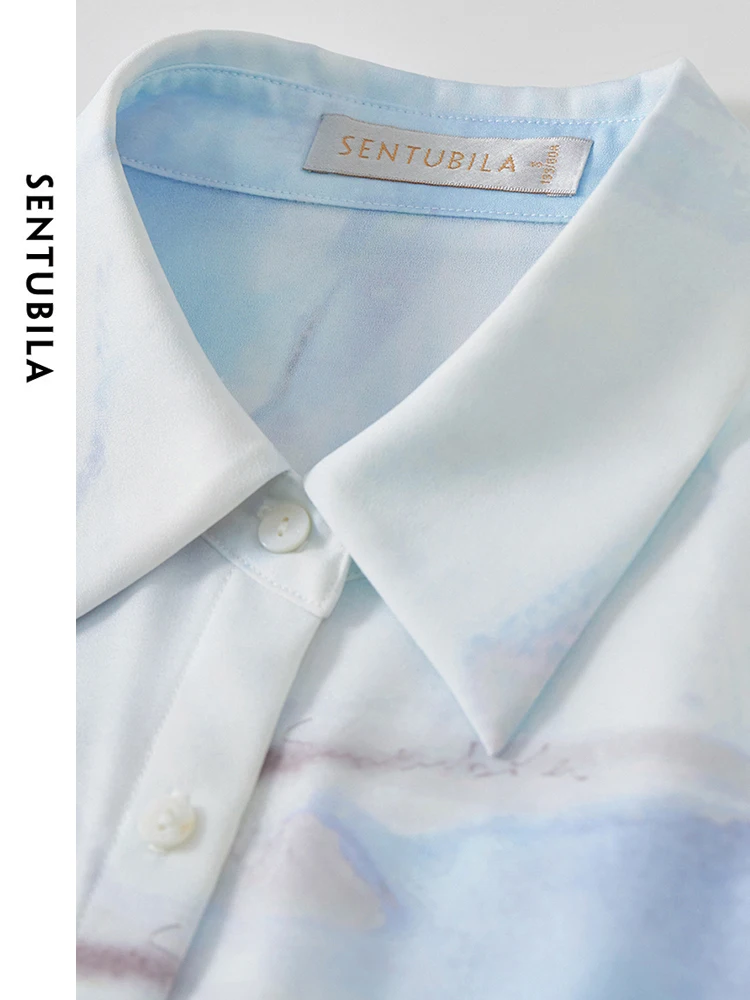SENTUBILA Повседневная рубашка с художественным принтом для женщин осень 2024