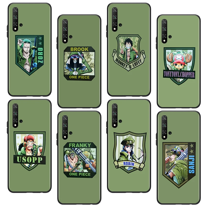 

One Piece Cartoon Character For Huawei Honor 60 50 X30 30i 20 10 10i 10X 9X 9S 9C 9 8X 8A lite Pro SE Black Silicone Phone Case