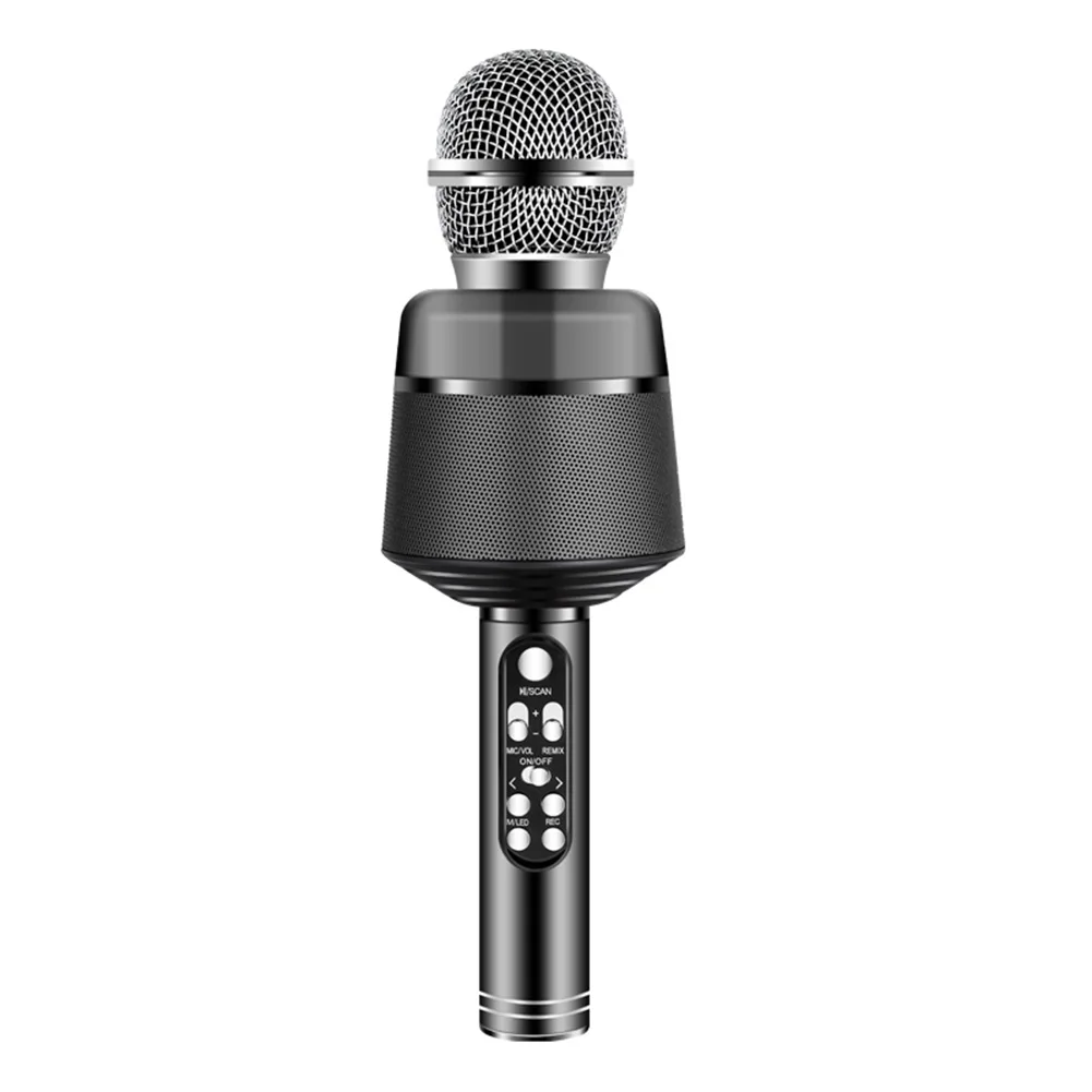 

Karaoke Microphone Hand-held Bluetooth Speaker Voice Changer LED Lights For Party Family Gatherings Mobile Phone APP Connect