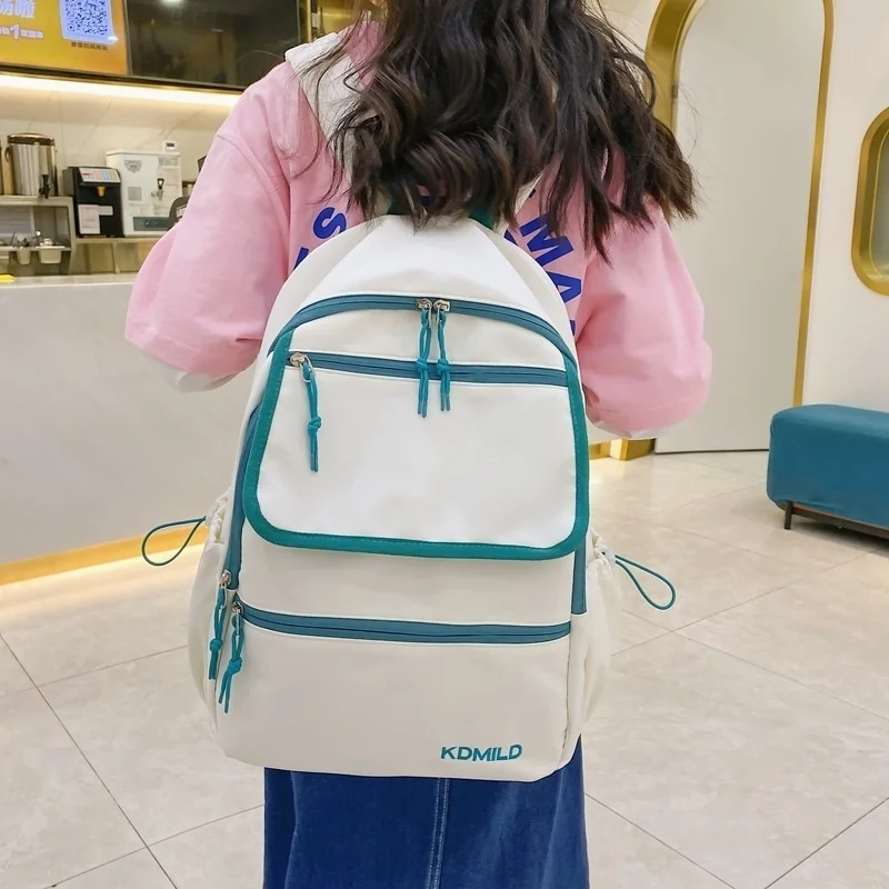 

New Simple Fashion Bag Teenage Girl Backpack Contrasting Colors College Student Schoolbag Korean Women Men Travel Bagpacks Trend