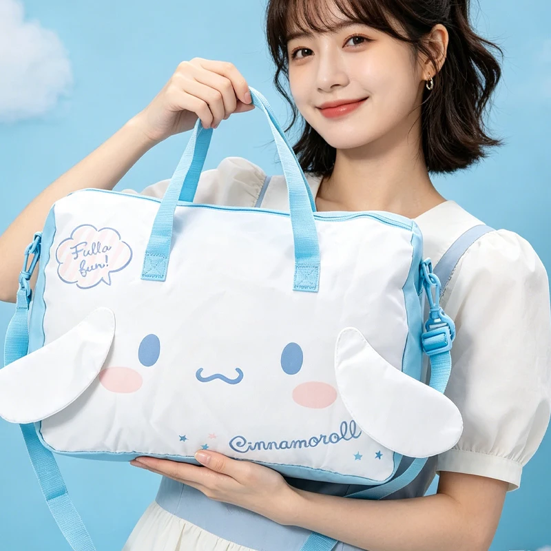 Фото Сумка-чемоданчик Littletwinstars Purins для девочек, My Melody, Cinnamoroll, мультяшная складная сумка через плечо, сумка-тележка с аниме-персонажами №1