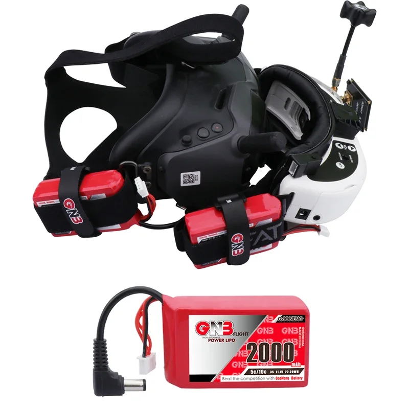 

Аккумулятор GAONENG 2000 мАч 3S1P 11,1 В 5C/10C GNB Lipo с разъемом DC5.5 для Fatshark Dominator Skyzone Aomway FPV Goggles RC Drone