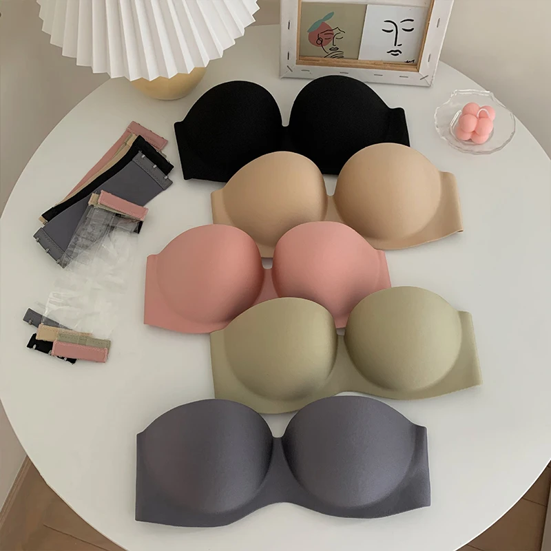 

Ladies Sexy Strapless Bra Large Size Push Up Bra Breathable Solid Color Comfortable Invisible Bra Lift Beautiful Back
