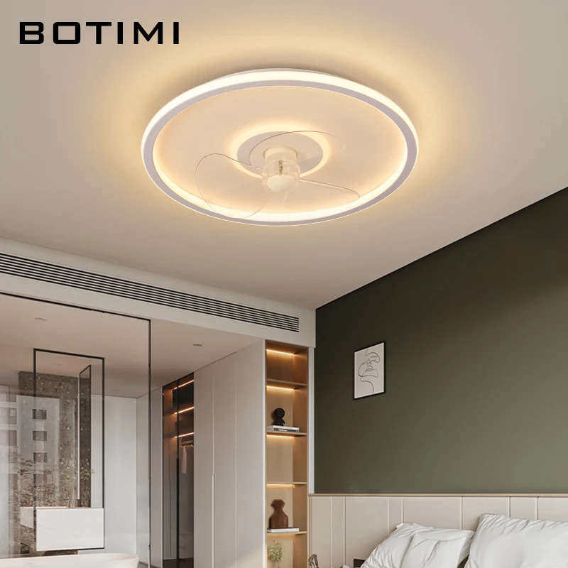 Потолочный вентилятор BOTIMI 450 мм с регулируемой яркостью и подсветкой современный