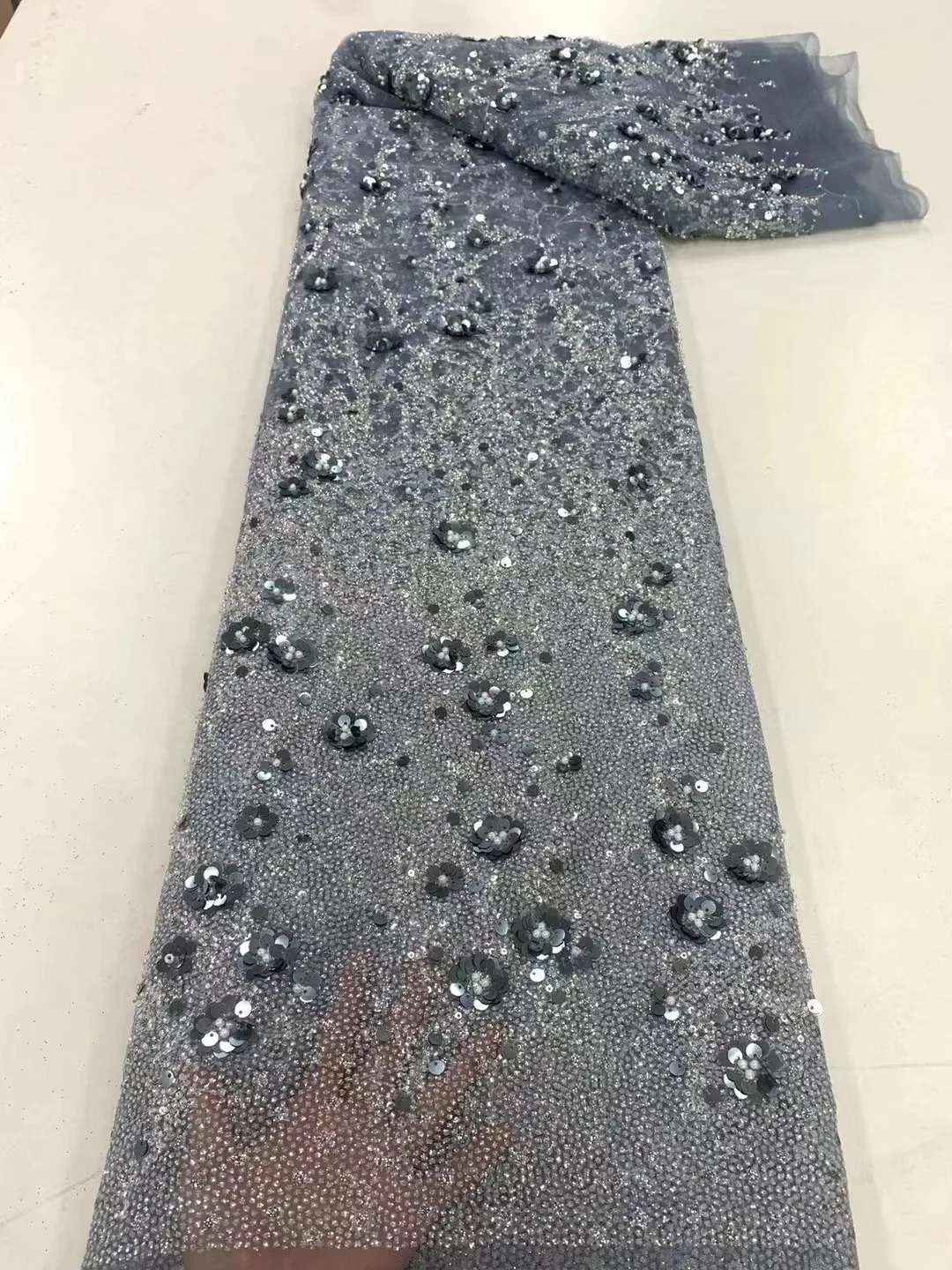 

African Lace Fabric 2023 High Quality Nigeria Stones Lace Fabric Embroidery Sequence Tulle Fabrics Wedding