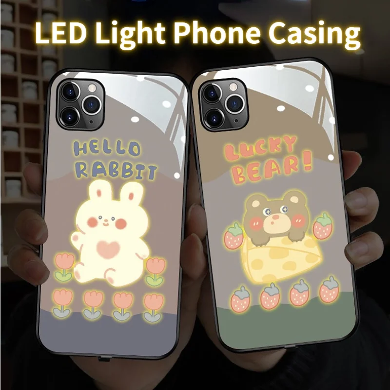 

LED Light Phone Case for iPhone 13 12 11 Pro MAX X XS XR SE 2020 7 8 Plus Cute Cartoon CellPhone Cover for iPhone 13 12 Mini