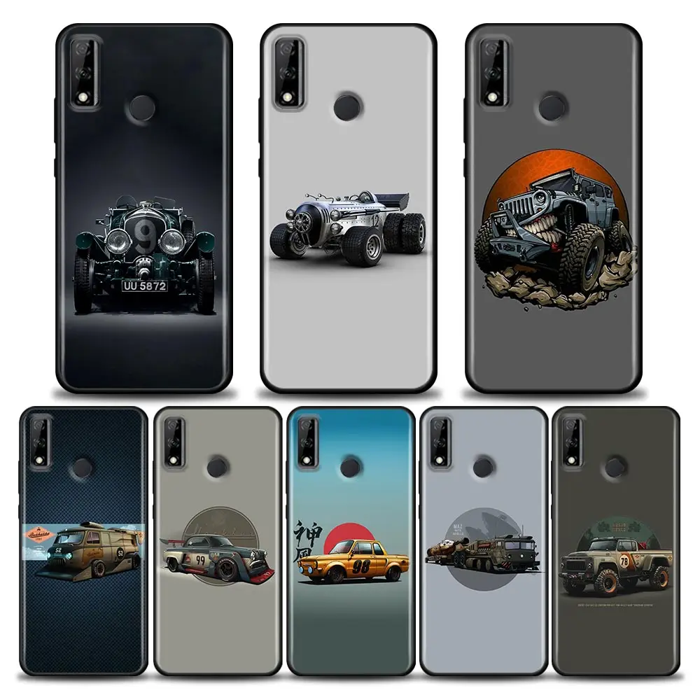 

Phone Case for Huawei Y6 Y7 Y9 2019 Y5p Y6p Y8s Y8p Y9a Y7a Mate 10 20 40 Pro RS Silicone Cover Cute Cartoon Vintage Cars JDM