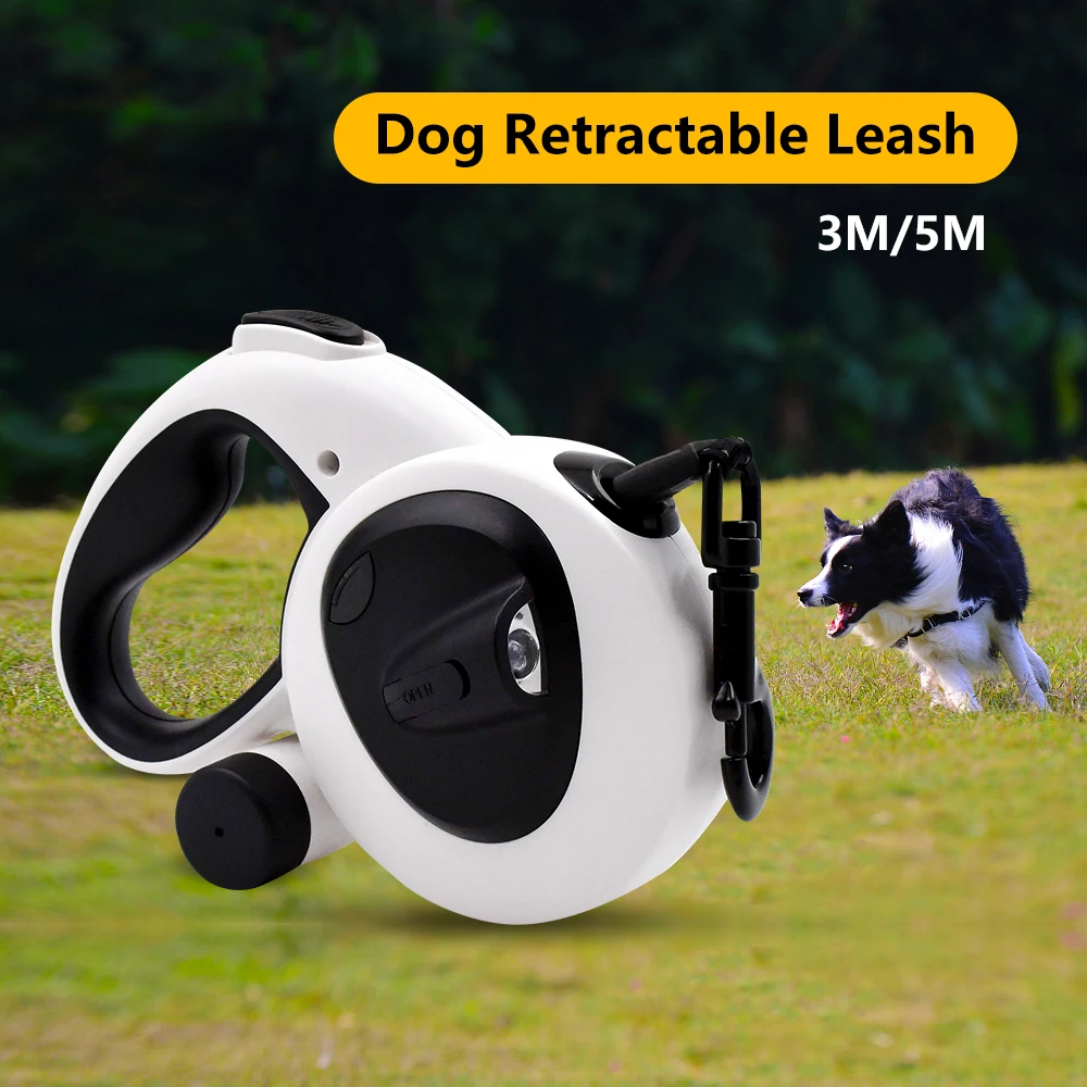 

Automatic Retractable Pet Leash,5m Long Dog Walking Traction Lead With Waste Bag Dispenser Puppy Durable Led Light Rope Supplies