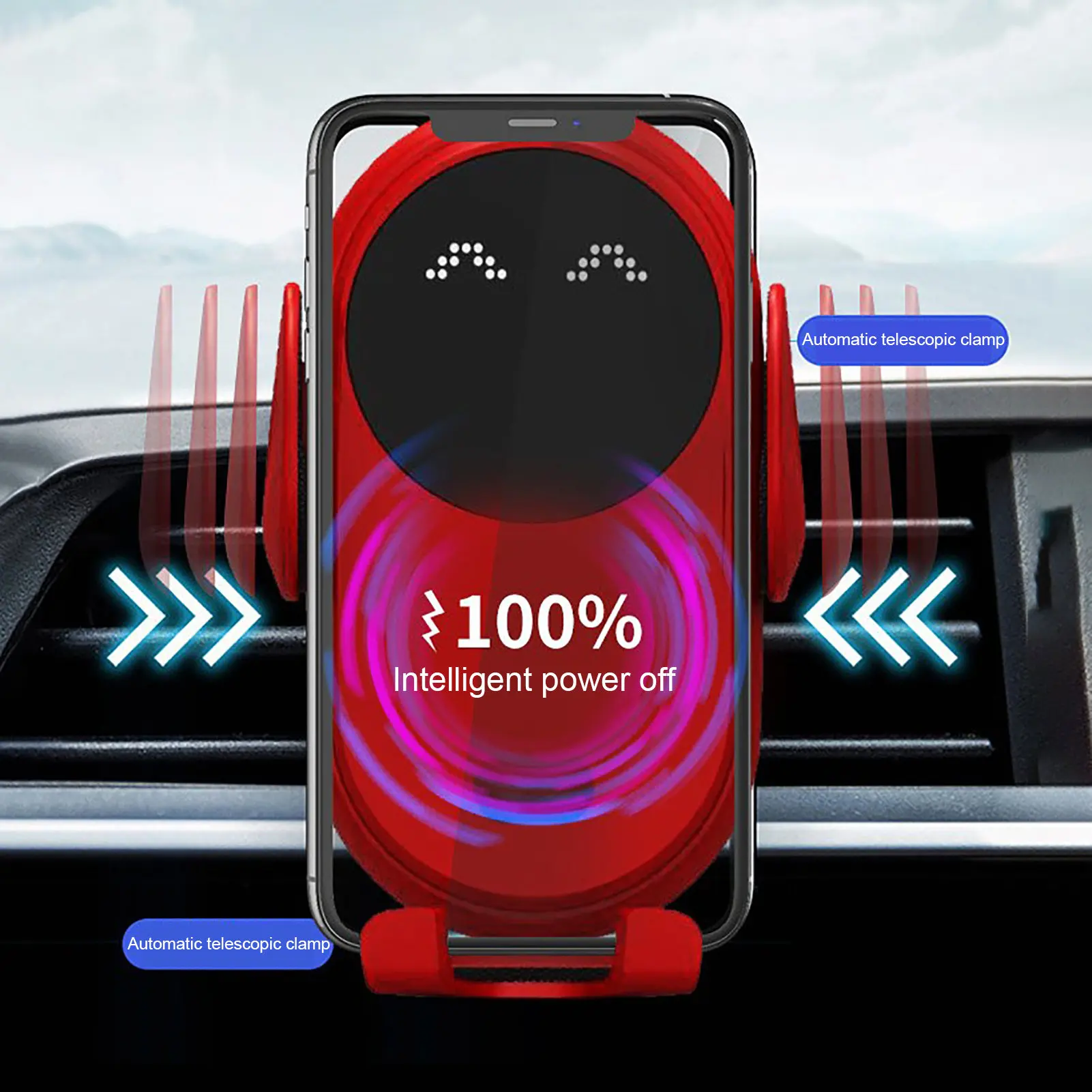 

10 Вт Qi Беспроводная Быстрая зарядка Автомобильный держатель для телефона Usb с инфракрасным датчиком