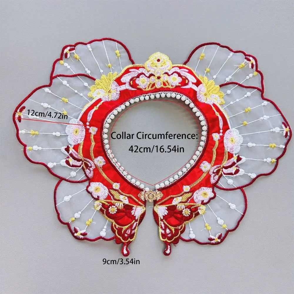 Украшение с вышивкой шаль ханьфу жемчуг традиционная ложная цветочная рубашка