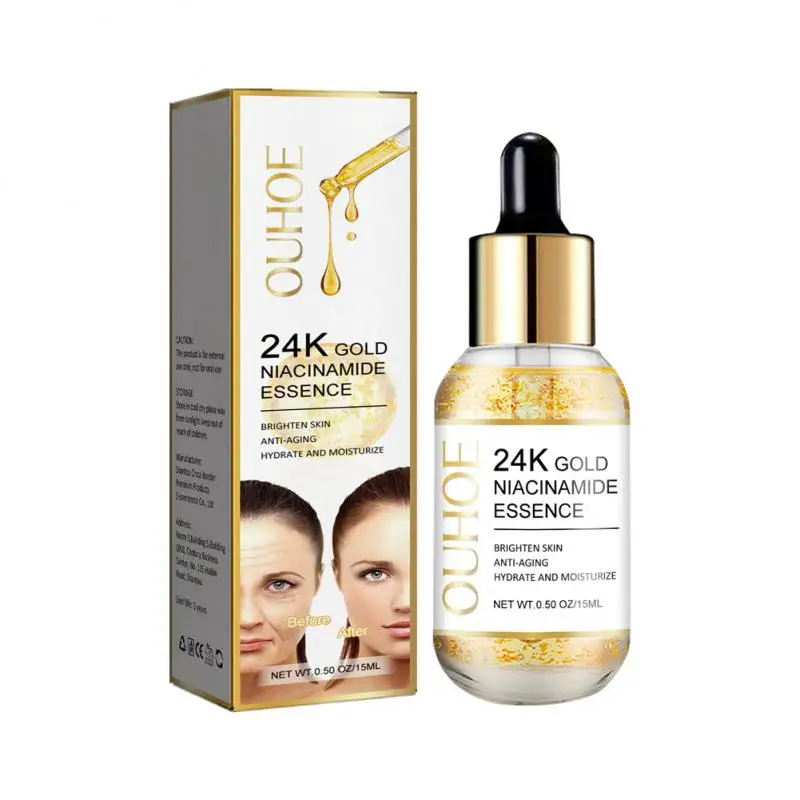 

24K Gold Hyaluronic Acid Nicotinamide Face Serum Replenishment Moisturize Shrink Pore Brighten Skin Care Firming Facial Essences