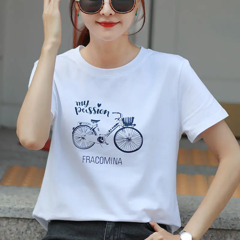 

printed 2021 summer short girl t-shirts casual t shirt women t shirt fashion femme t shirt women