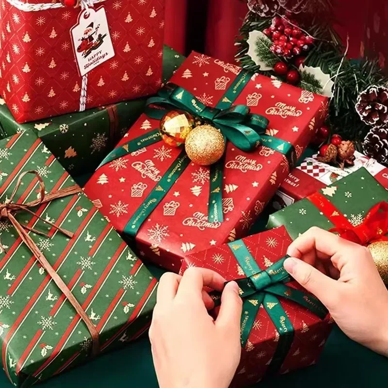 Рождественская лента с принтом полиэфирные ленты подарочная упаковка