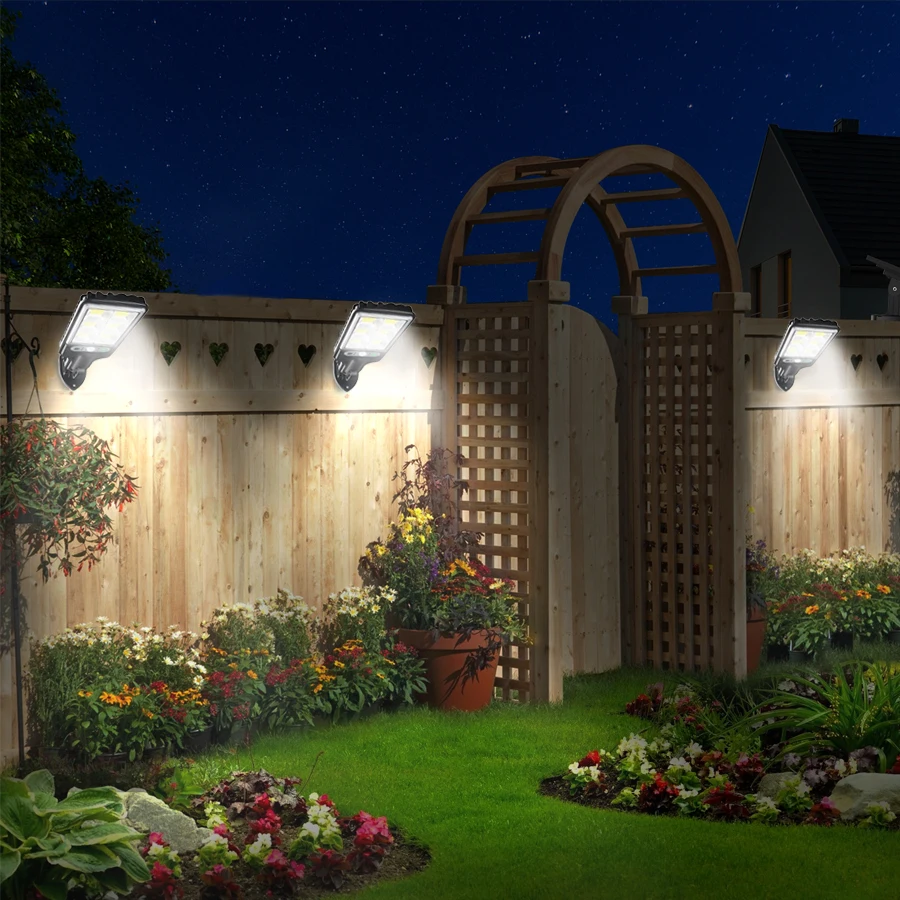 108cob Внешняя Лампа На Солнечной Энергии С Датчиком Движения Настенный Светильник