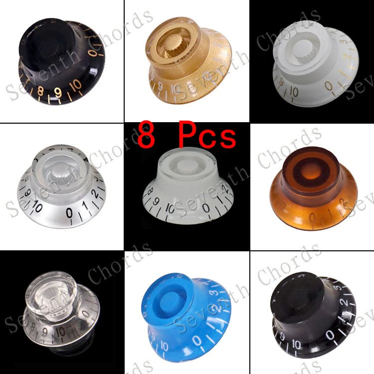 

8 Pcs/lot Acrylic Guitar Bass Volume Tone Speed Control Knobs Turn Buttons for LP Guitar Replacement parts