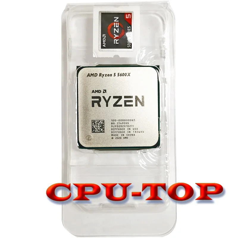  Процессор AMD Ryzen 5 5600X для ПК, центральный процессор для компьютера, 6 ядер, 12 нитей, 65 Вт, L3 = 32M, разъем 3,7-100, AM4, без вентилятора 