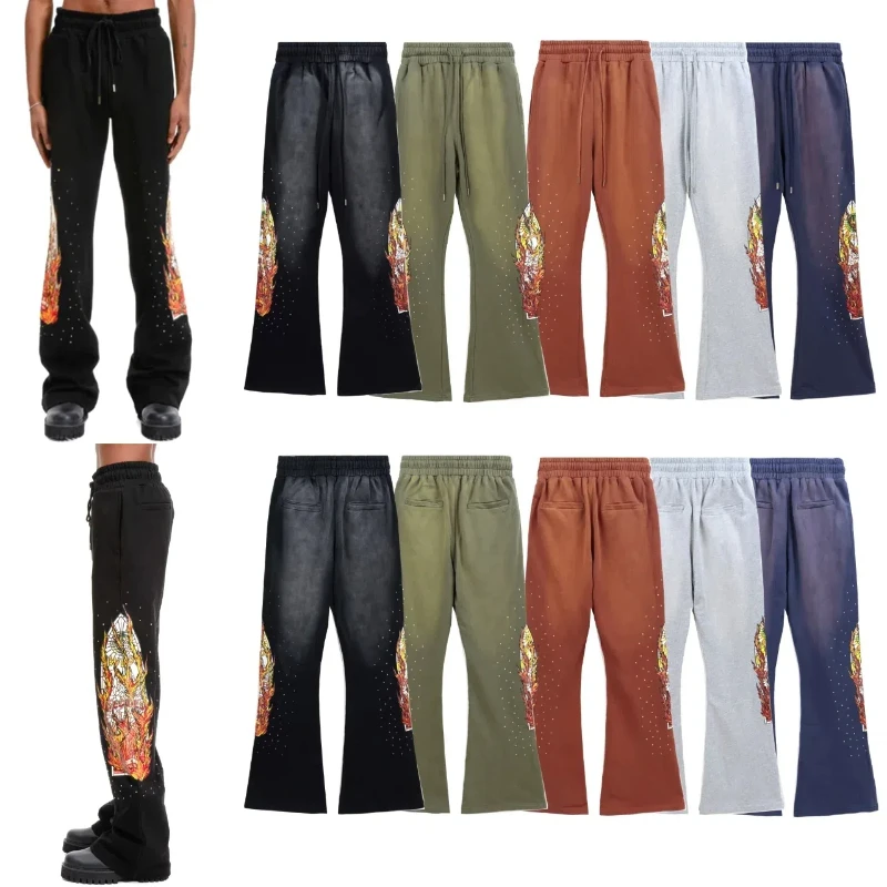 Брюки-клеш женские и мужские хлопковые с принтом