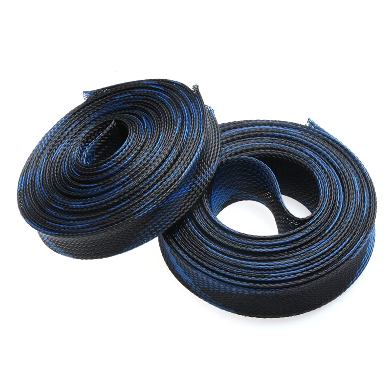 20M Cable Sleeve Blue&Black Expandable High Density Wire Protection PET Nylon Braided Sleeving Cables 2/4/6/8/10/12/15/20/25mm images - 6