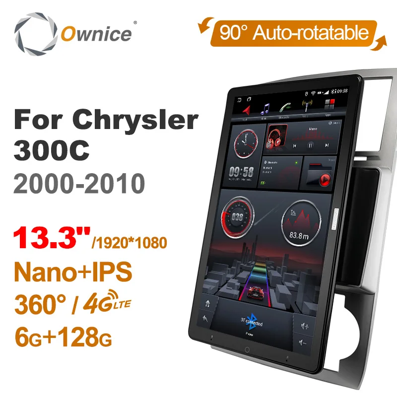 

13,3 дюймов 1920*1080 Ownice Android 10,0 для Chrysler 300C 2000-2010 автомобильный радиоприемник Автомобильный мультимедийный Видео Аудио Автомобильный вращающий...