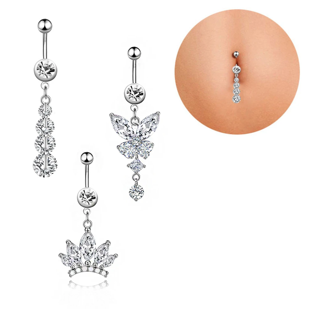 

Fashion Faux Body Piercing Jewelry Fake Belly Piercing Butterfly Navel Rings Clip on Belly Button Ring Non Piercing Jewelry