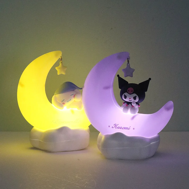 Купи Genuine Night Light Sanrio Anime Surrounding Cinnamoroll Kuromi Moon Bud Sweet Dream LED Charging Lighting Ornament Girl Gift за 978 рублей в магазине AliExpress