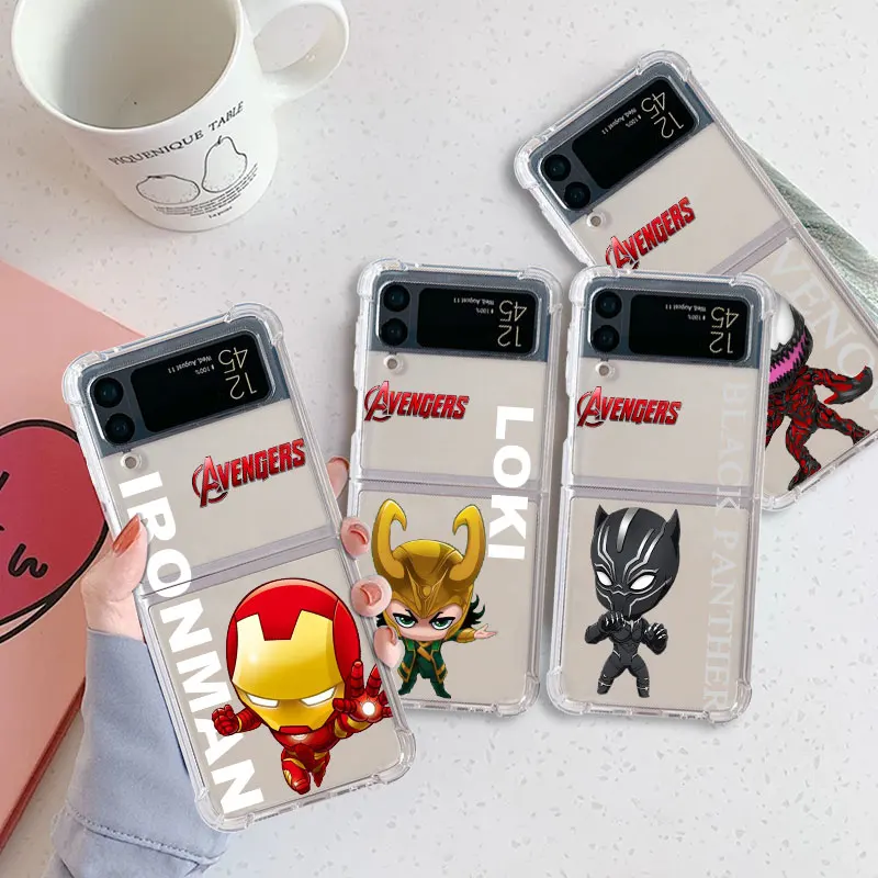 

Spider Man Loki Phone Case for Samsung Galaxy Z Flip 3 5G Z Flip 4 zflip ZFlip3 Flip3 Flip4 Silicone Airbag Funda Marvel