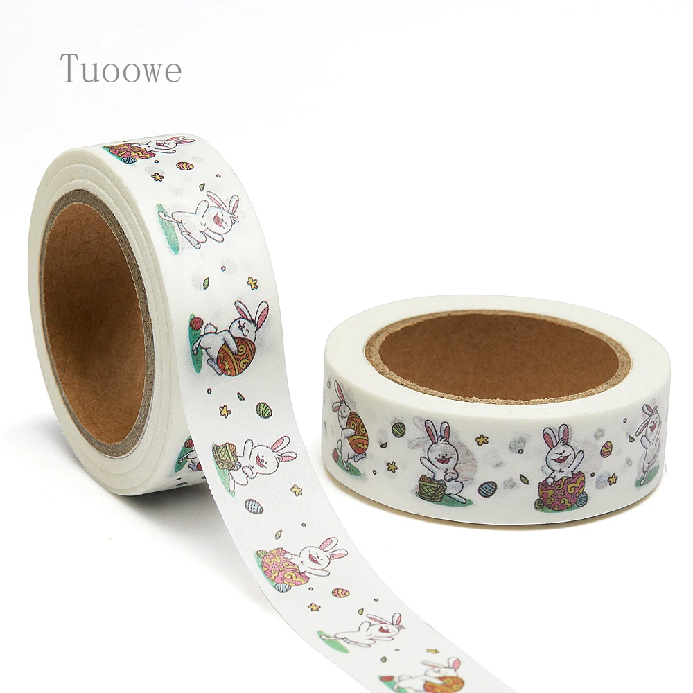 

NEW 1PC 15mm x 10m Easter Day with Cute Bunny Catoon Washi Tape Scrapbook Masking Adhesive Washi Tape Stationery