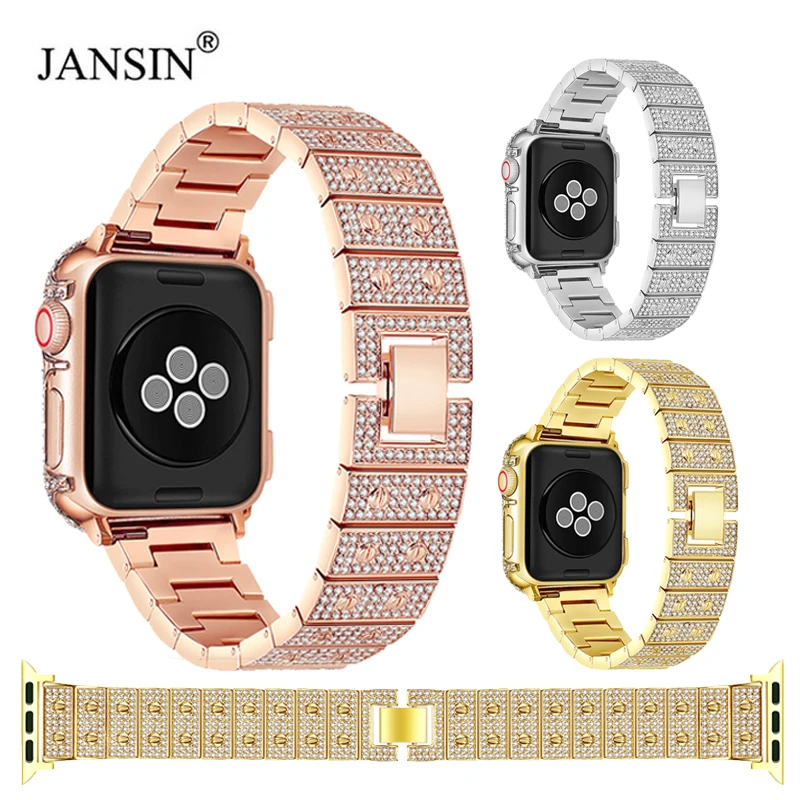 

Полностью Rhinstone ремешок для Apple Watch Band 45 мм 41 мм 42 мм 38 Роскошный металлический браслет с бриллиантами для Apple Watch Band 44 мм 40 мм Correa