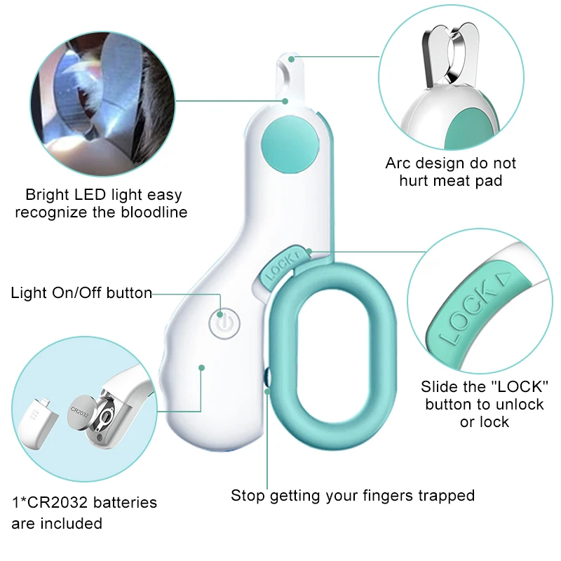 

Safety Pet Nail Clipper LED Light Pet Nail Clipper Trimmers Cat Claw Clipper for Small Dogs Cats Scissors Pet Accessories
