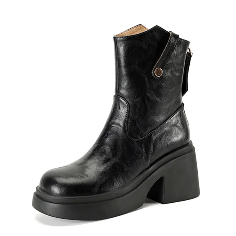 

(YYDD) осенне-зимние Брендовые женские ботильоны из натуральной кожи с круглым носком ботинки на очень высоком каблуке Женская обувь на молнии
