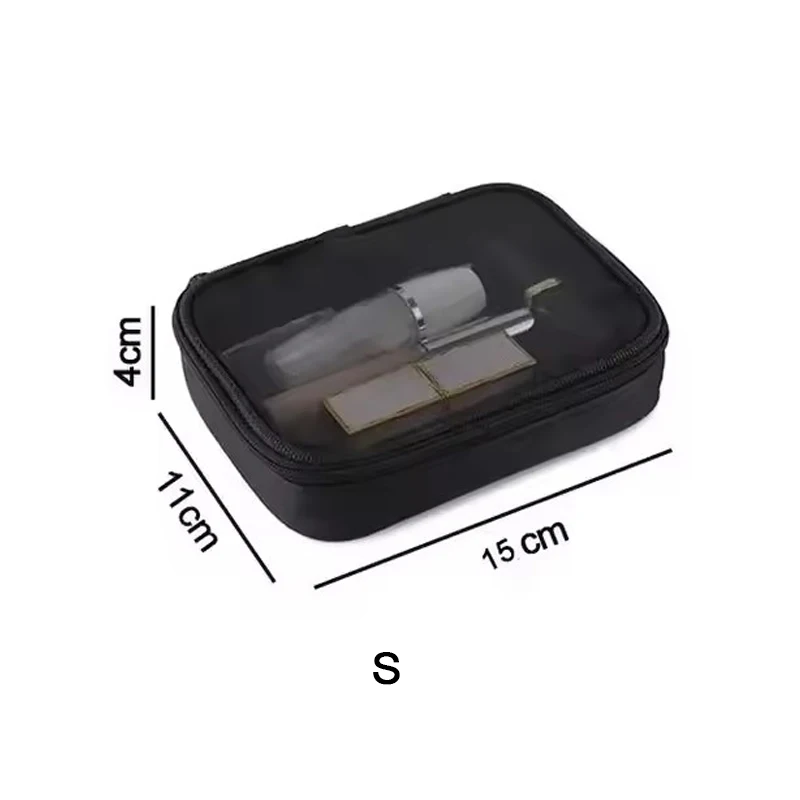 Дорожная черная сетчатая косметичка на молнии, косметичка для женщин, сумка для мытья туалетных принадлежностей, органайзер для макияжа, портативная сумка для хранения