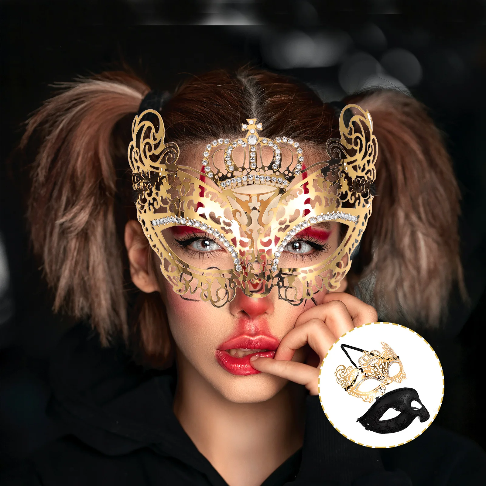 

2pcs Masquerade Party Mask Props Halloween Metal Mask Ancient Style Masks