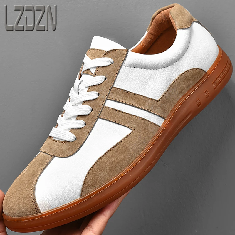 

Men's leather shoes Splicing Retro Handmade Beef Tendon Soft Sole British Tourism Autumn Sports Small German Training Shoes