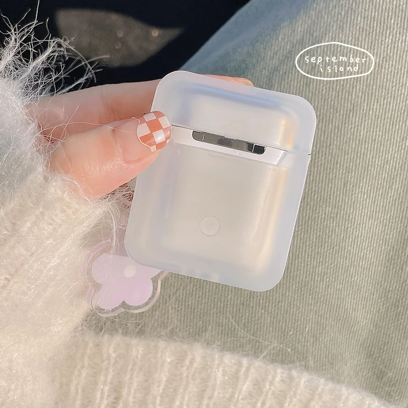 Korean Fresh Flower Case for Apple AirPods 1 2 Pro Case Purple Flower Case for AirPods 3 Air Pods Pro Case with Keychain Lanyard