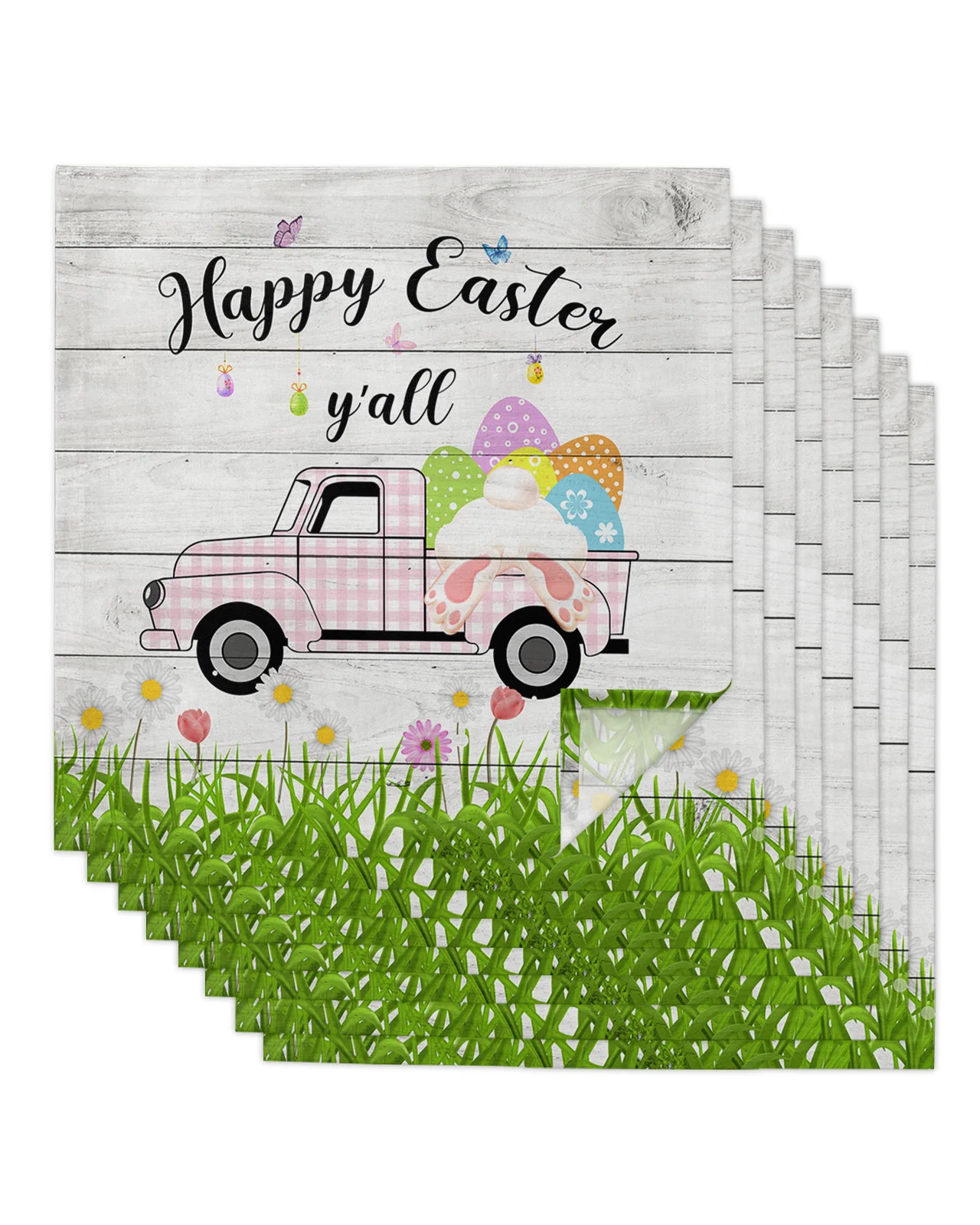 

Пасхальные розовые автомобильные настольные салфетки с деревянной текстурой, столовые салфетки для ресторана, столовые приборы из искусст...