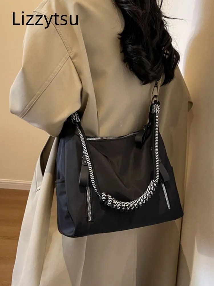 Lizzytsu черные сумки через плечо для женщин повседневные нейлоновые винтажная