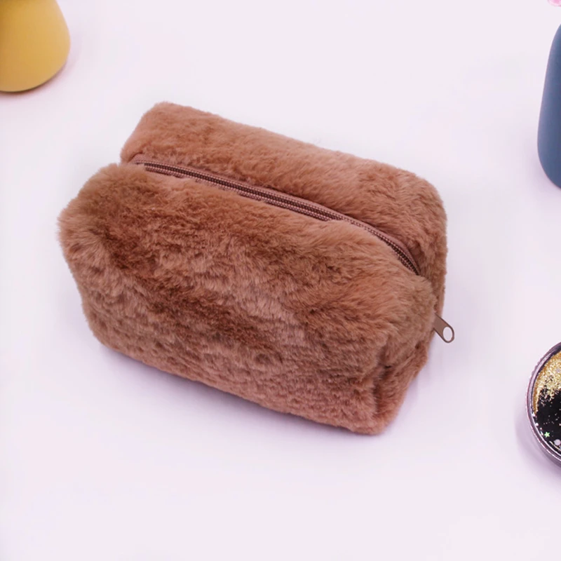 

Warm Winter Solid Color Makeup Bag Women Soft Travel Cosmetic Bag Organizer Case Lady Make Up Case Necessaries